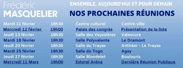 Réunions Publiques Frédérique MASQUELIER