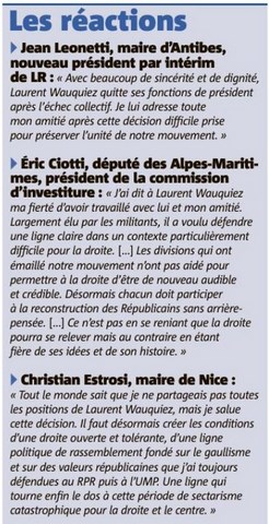 Réactions des LR
