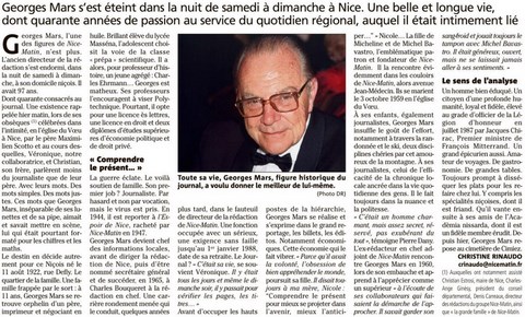 Décès de Georges MARS