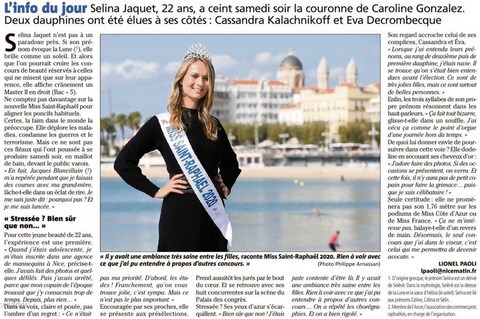 Sélina JAQUET ELUE Miss Saint-Raphaël