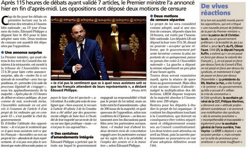 Réforme des retraites Passage en force avec le 49-3