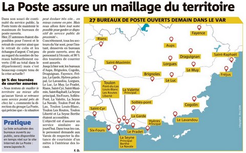 Bureaux de Poste OUVERTS (VAR)