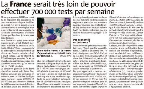 700 000 test/sem ?