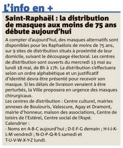Distribution de masques