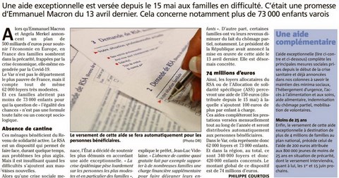 Aide aux foyers modestes
