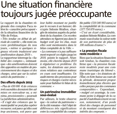 Fréjus : Rapport de la chambre régionale des comptes