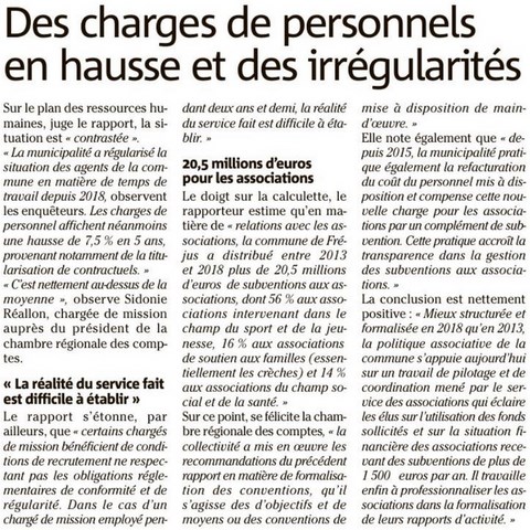 Fréjus : Rapport de la chambre régionale des comptes