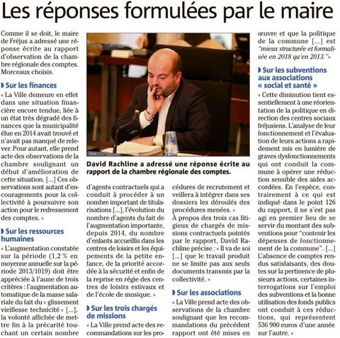 Fréjus : Rapport de la chambre régionale des comptes